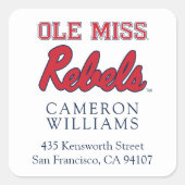 Universiteit van Mississippi | Ole Miss Rebels Vierkante Sticker (Voorkant)