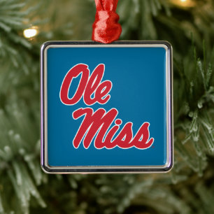 Universiteit van Mississippi OLE Miss Script Metalen Ornament