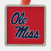 Universiteit van Mississippi | OLE Miss Script Metalen Ornament (Voorkant)