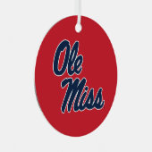 Universiteit van Mississippi | OLE Miss Script Metalen Ornament (Voorkant Rechts)