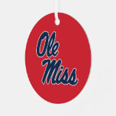Universiteit van Mississippi | OLE Miss Script Metalen Ornament (Voorkant links)