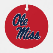 Universiteit van Mississippi | OLE Miss Script Metalen Ornament (Voorkant)