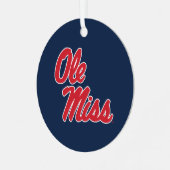 Universiteit van Mississippi | OLE Miss Script Metalen Ornament (Voorkant links)