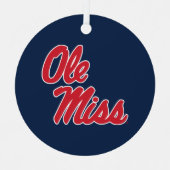 Universiteit van Mississippi | OLE Miss Script Metalen Ornament (Voorkant)