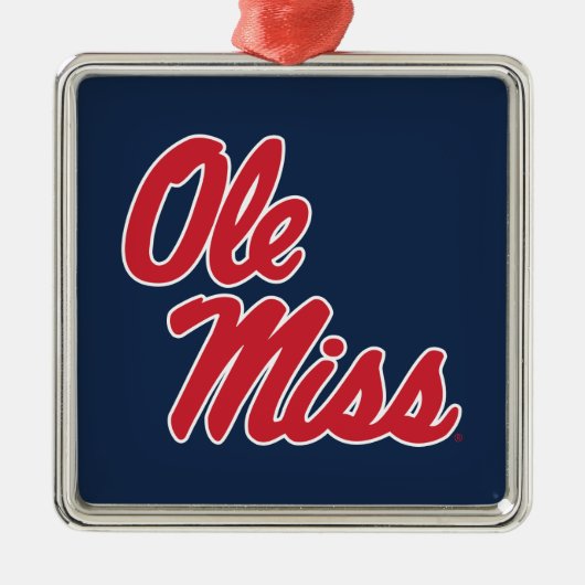 Universiteit van Mississippi | OLE Miss Script Metalen Ornament (Voorkant)