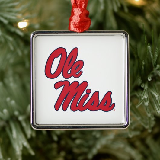 Universiteit van Mississippi | OLE Miss Script Metalen Ornament (Boom)
