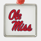 Universiteit van Mississippi | OLE Miss Script Metalen Ornament (Voorkant)