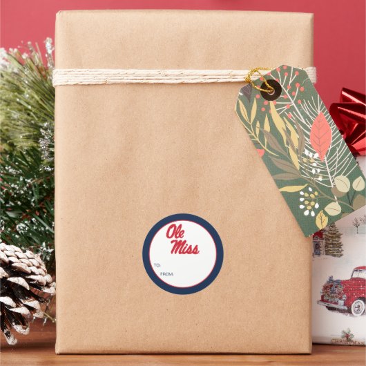 Universiteit van Mississippi | OLE Miss Script Ronde Sticker (Feestdagen)