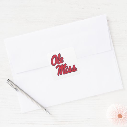 Universiteit van Mississippi | OLE Miss Script Vierkante Sticker (Envelop)