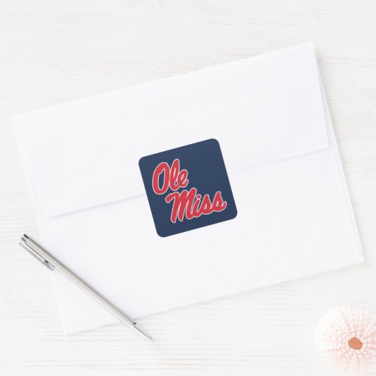 Universiteit van Mississippi | OLE Miss Script Vierkante Sticker (Envelop)