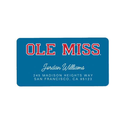 Universiteit van Mississippi | Ole Miss Wordmark Etiket (Voorkant)