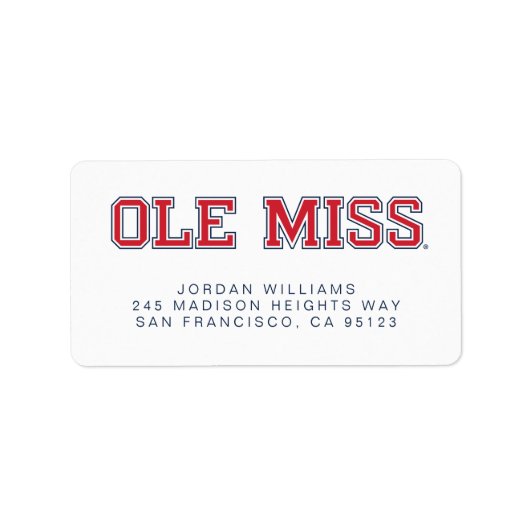 Universiteit van Mississippi | Ole Miss Wordmark Etiket (Voorkant)