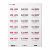 Universiteit van Mississippi | Ole Miss Wordmark Etiket (Full Sheet)