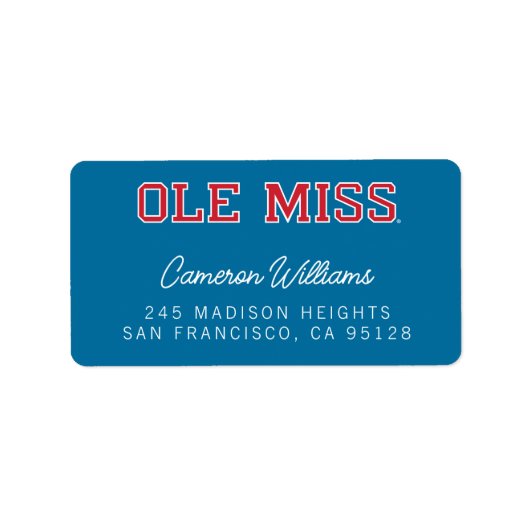 Universiteit van Mississippi | Ole Miss Wordmark Etiket (Voorkant)