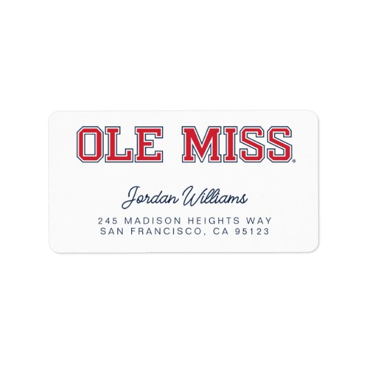 Universiteit van Mississippi | Ole Miss Wordmark Etiket (Voorkant)