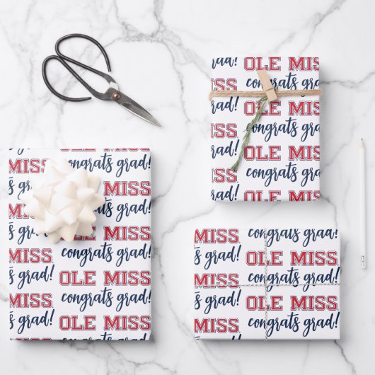 Universiteit van Mississippi | Ole Miss Wordmark Inpakpapier Vel (Voorkant)