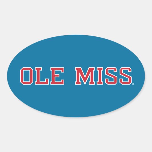 Universiteit van Mississippi | Ole Miss Wordmark Ovale Sticker (Voorkant)