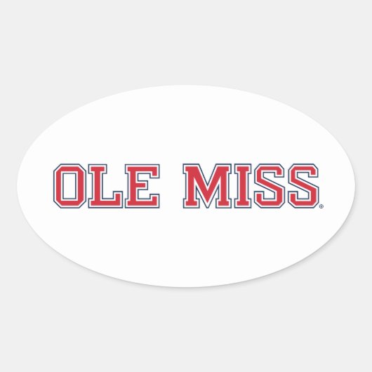 Universiteit van Mississippi | Ole Miss Wordmark Ovale Sticker (Voorkant)