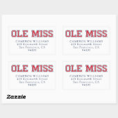 Universiteit van Mississippi | Ole Miss Wordmark Rechthoekige Sticker (Vel)