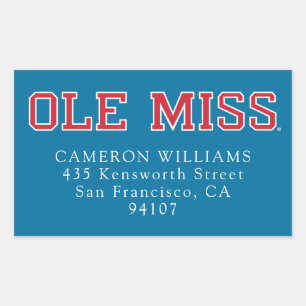 Universiteit van Mississippi   Ole Miss Wordmark Rechthoekige Sticker