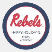 Universiteit van Mississippi | Rebels Script Ronde Sticker (Voorkant)