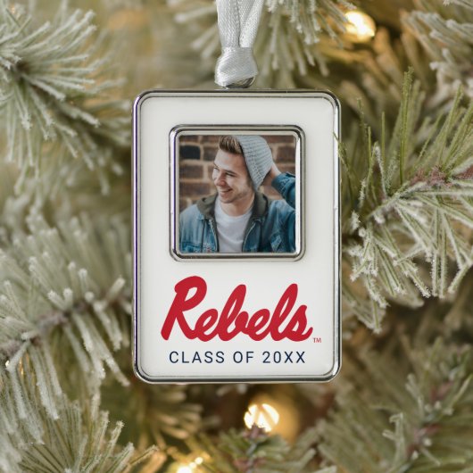 Universiteit van Mississippi | Rebels Script Verzilverd Omlijst Ornament (Boom)