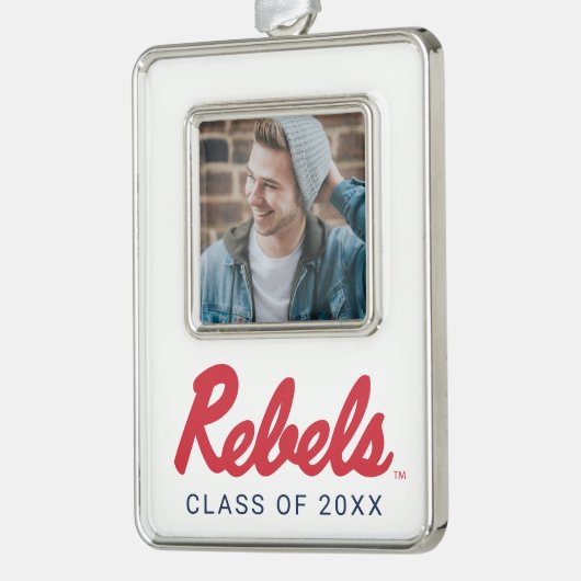 Universiteit van Mississippi | Rebels Script Verzilverd Omlijst Ornament (Links)