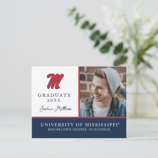 Universiteit van Mississippi | Script M Aankondigingskaart (Staand voorkant)