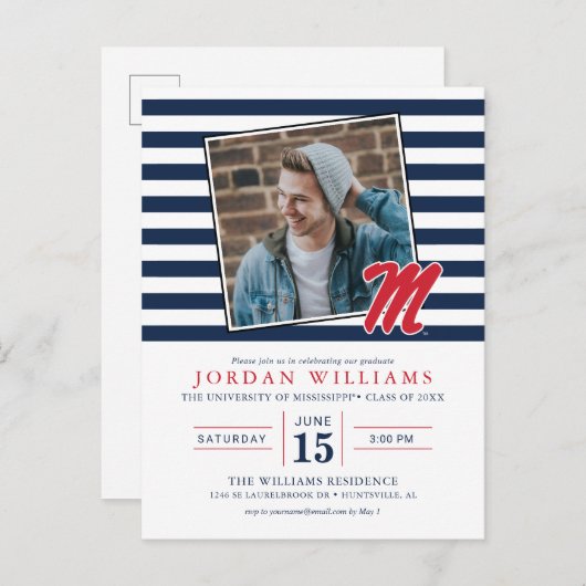 Universiteit van Mississippi | Script M Aankondigingskaart (Voorkant / Achterkant)
