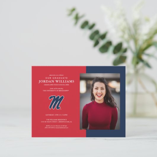 Universiteit van Mississippi | Script M Aankondigingskaart (Staand voorkant)