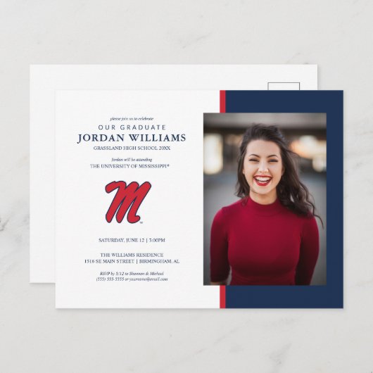 Universiteit van Mississippi | Script M Aankondigingskaart (Voorkant / Achterkant)