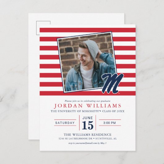 Universiteit van Mississippi | Script M Aankondigingskaart (Voorkant / Achterkant)