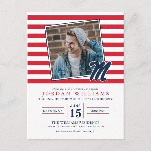 Universiteit van Mississippi | Script M Aankondigingskaart (Voorkant)