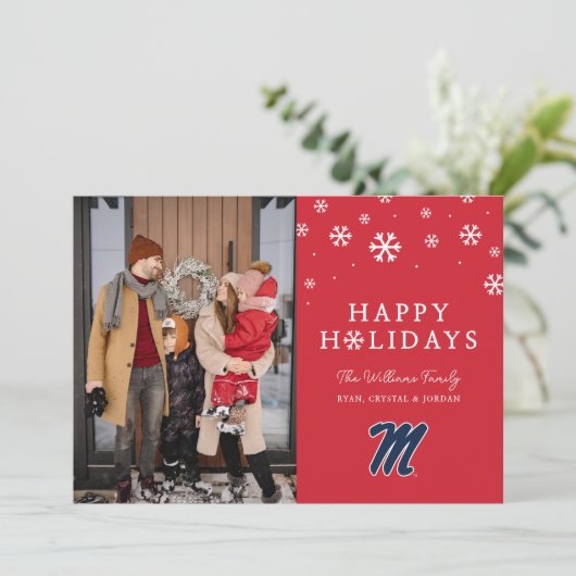 Universiteit van Mississippi | Script M Feestdagenkaart (Staand voorkant)