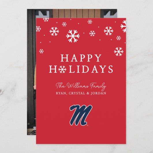 Universiteit van Mississippi | Script M Feestdagenkaart (Voorkant / Achterkant)