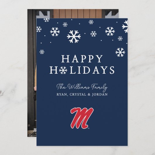 Universiteit van Mississippi | Script M Feestdagenkaart (Voorkant / Achterkant)