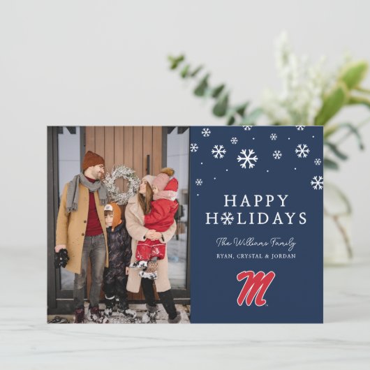 Universiteit van Mississippi | Script M Feestdagenkaart (Staand voorkant)