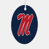 Universiteit van Mississippi | Script M Metalen Ornament (Voorkant Rechts)