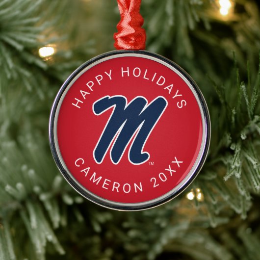 Universiteit van Mississippi | Script M Metalen Ornament (Boom)