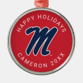 Universiteit van Mississippi | Script M Metalen Ornament (Voorkant)