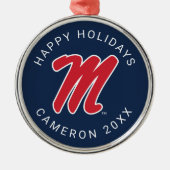 Universiteit van Mississippi | Script M Metalen Ornament (Voorkant)