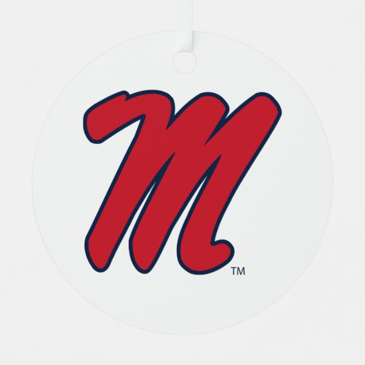 Universiteit van Mississippi | Script M Metalen Ornament (Voorkant)