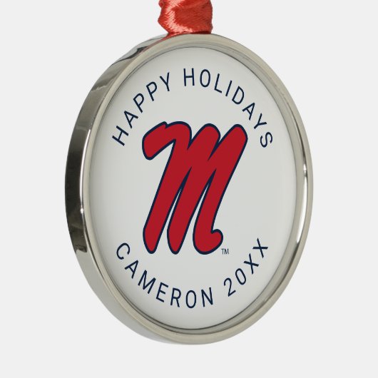 Universiteit van Mississippi | Script M Metalen Ornament (Rechts)