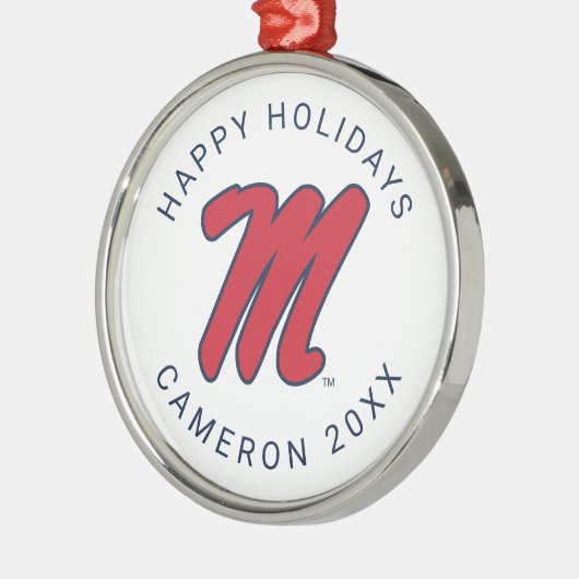 Universiteit van Mississippi | Script M Metalen Ornament (Links)