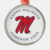 Universiteit van Mississippi | Script M Metalen Ornament (Voorkant)