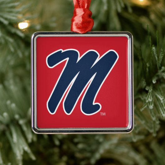 Universiteit van Mississippi | Script M Metalen Ornament (Boom)