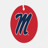 Universiteit van Mississippi | Script M Metalen Ornament (Voorkant links)
