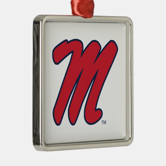 Universiteit van Mississippi | Script M Metalen Ornament (Rechts)
