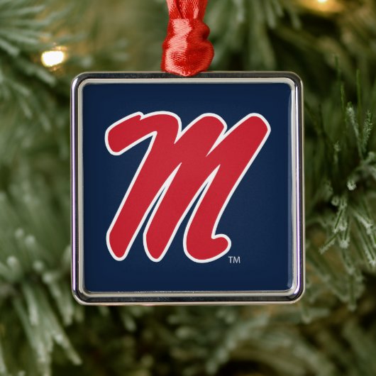 Universiteit van Mississippi | Script M Metalen Ornament (Boom)