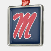 Universiteit van Mississippi | Script M Metalen Ornament (Links)